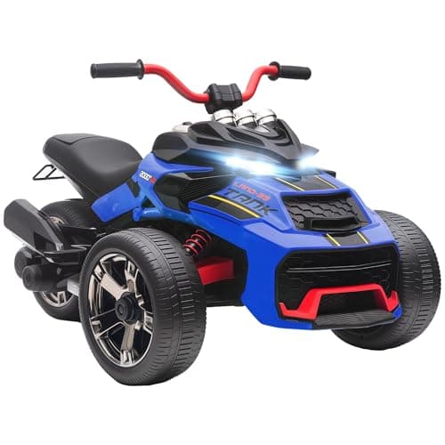 Image of AIYAPLAY Kids Electric Ride On Car, 12V Ride On ATV Electric Vehicle Toy Car with MP3 Player, Horn, 2 Speeds, LED Lights, 3 Wheeler for Boys & Girls Ages 3-8, Blue