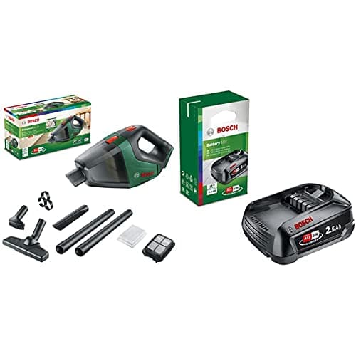 Image of Bosch Home and Garden Cordless Vacuum Cleaner UniversalVac 18 (without battery, 18 Volt system, in carton packaging) & Home and Garden Battery Pack PBA 18V Black