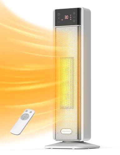 Image of PELONIS Electric Heater, 2000W Energy Efficient Silent Space Portable Heater with 24H Timer, Ceramic Room Fan Heaters for Home with 75° Oscillation Thermostat and Tip-Over & Overheat Protection