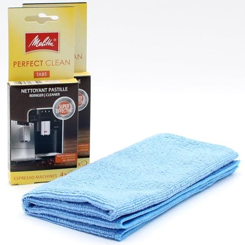 Image of PakTrade 8 Cleaning tablets for Fully Automatic Coffee Machines + Microfiber Cloth compatible with Melitta Perfect Clean, 8 Tabs x 1,8 g - Tabs For Espresso Machine, Accesories
