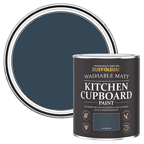 Image of Rust-Oleum Blue Kitchen Cupboard Paint in Matt Finish - Evening Blue 750ml