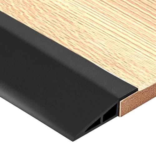Image of QWORK® 1M PVC Rubber Wheelchair Ramp, Self-Adhesive Threshold Ramp,Flexible Floor Transition Strip for Doorways, Tile, and Stairs (Black, 1cm Height)