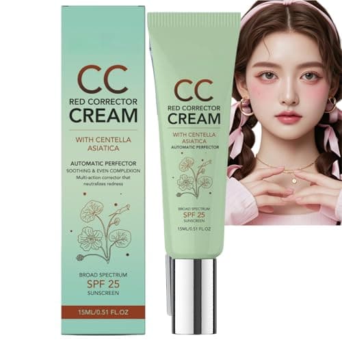Image of CC Red Correct,Anti Redness Face Cream,Colour Correcting Cream&CC Foundation with SPF 25 for Women,Moisturizing Hydrating Full Coverage Redness Corrector for Oily Skin,Long-Lasting Waterproof(Green)