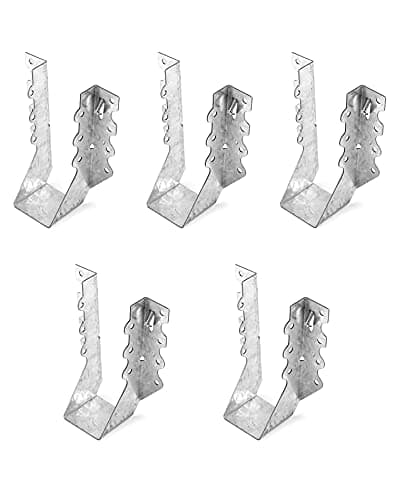 Image of QWORK® Mini Joist Hanger, 2" x 6" (43 x 120 mm) Galvanized Timber to Timber Joist Hanger, 5 Pcs