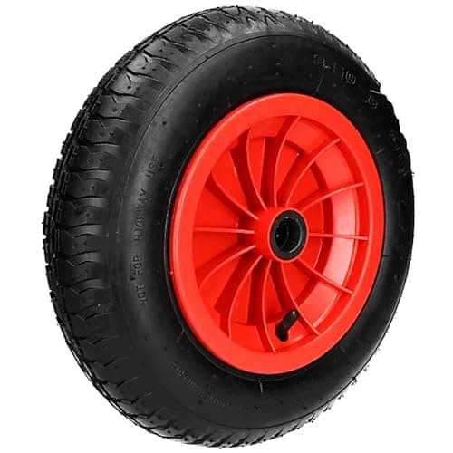 Image of 350mm(14") Pneumatic Wheel with 25mm(1") Centre and 16mm (5/8") Optional Reducer-for Wheelbarrow/Truck/Trolley