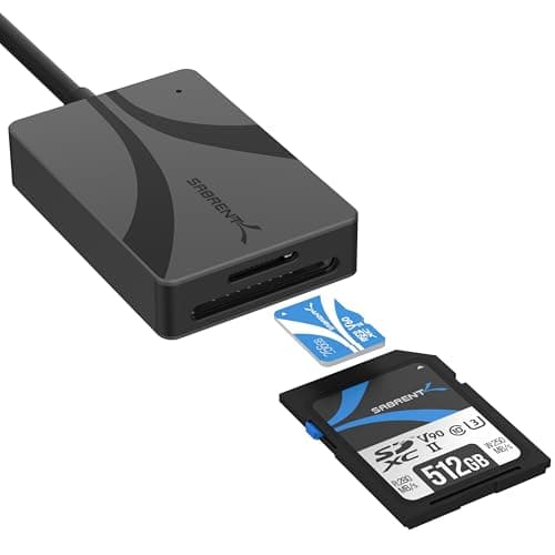 Image of SABRENT UHS-II USB C Card Reader – Dual Slot SD & microSD Adapter 312MB/s – USB 3.2 Gen 1 for SDXC, microSDXC, Camera, GoPro, MacBook, Android, iPad, Windows – Plug & Play, Aluminium Body (CR-CSDM)