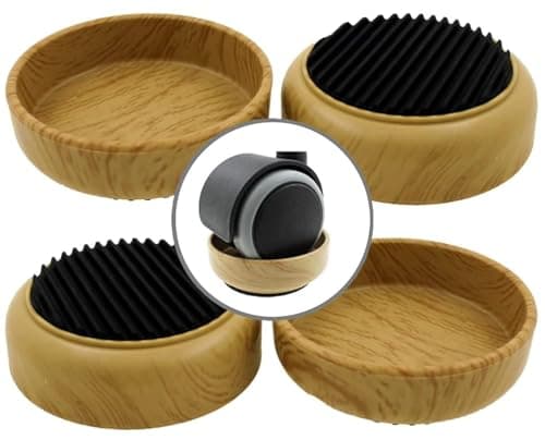 Image of Lifeswonderful - 4x Rubber Base Wood Effect Castor Cups - Non Slip - Protect Your Floors & Prevent Furniture from Moving or Rolling