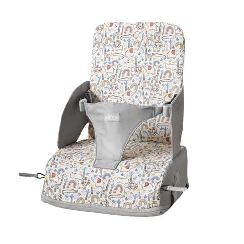 Image of Nuby Travel Booster Seat – Compact and Foldable | Baby Sit Up Seat | Weaning Toddler Chair | Suitable for Ages 6 Months Plus (Safari)