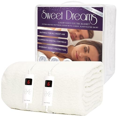 Image of Sweet Dreams Electric Blanket Double Size Dual Controls, Luxury Bed Fleece Heated Mattress Cover, Machine Washable Underblanket, Overheat Protection (Double Size)