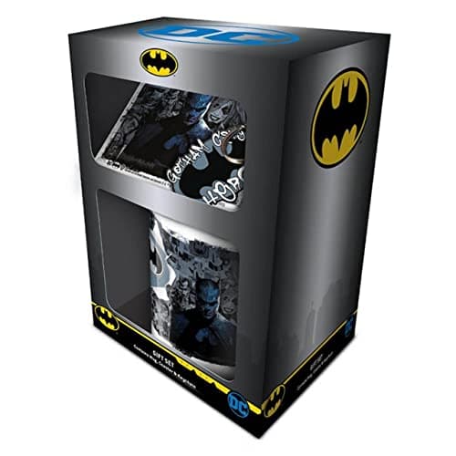 Image of Batman Graffiti Gift Set DC Comics Mug Coaster Keyring, Ceramic, Black/White/Blue