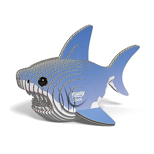 Image of EUGY 650019 Shark, 3D Animal Puzzle for Children and Adults to Assemble, DIY Animal Figure, Craft Set from 6 Years, EH-019