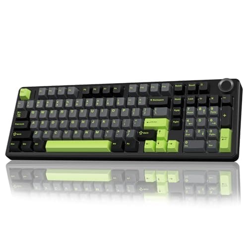 Image of AULA F99 Pro Wireless Gaming Keyboard,Tri-mode Mechanical Keyboard Wireless with Control Knob,Side Engraved,RGB Backlight,Pre-lubed Linear Switches,Hot Swappable Custom Keyboards (Black&green)