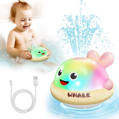 Image of Baby Bath Toys Water Whale: Light Up Bath Toys for 1 2 Year Old - Toddler Bath Toy 12+ Months with Colorful Lights - Baby Boy Girl Gifts Kids Toys Age 1-3
