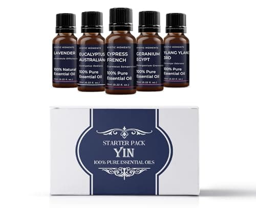 Image of Mystic Moments | Yin Essential Oils Gift Starter Pack | 5 x 10ml 100% Pure Aromatherapy Oils | Eucalyptus Australiana, Geranium Egypt, Lavender, Cypress French & Ylang Ylang 3rd