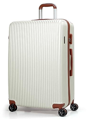 Image of CALDARIUS Hardshell Luggage | Durable Suitcases | Lightweight & Secure with Combination Lock | Smooth 4 Dual Spinner Wheels | Ideal Travel Bag & Luggage Sets (White, Large 28")