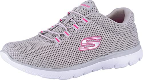 Image of Skechers Women's Summits 12985 Trainers, Gray Mesh/ Hot Pink Trim, 7 UK