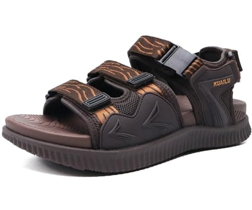 Image of KuaiLu Mens Hiking Sandals with Arch Support Orthotic Walking Recovery Sandles for Plantar Fasciitis Open Toe Summer Athletic Sport Comfortable Cushion Breathable Outdoor Water Shoes Brown 6