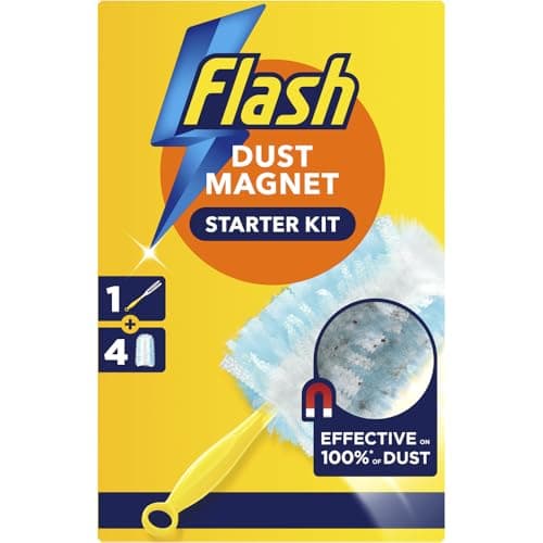 Image of Flash Duster Dust Magnet Starter Kit (1 Handle + 4 Refills) Trap & Lock Away Dirt & Hair In No Time