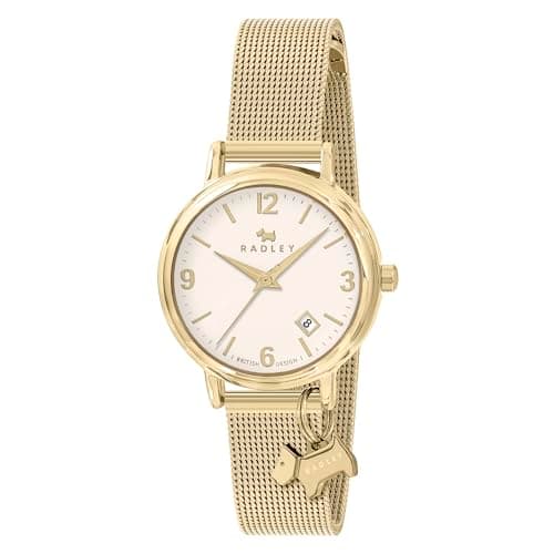 Image of RADLEY Womens Gold Plated Mesh Strap Analogue Quartz Watch