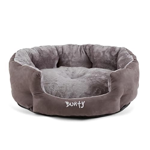 Image of Bunty Polar Dog Bed & Cat Bed, XL | Cosy Fluffy Fleece Calming Dog Bed | High Wall Snuggle Anti Anxiety | Washable Bed & Cushion for Puppy, Small to Large Pets - Grey