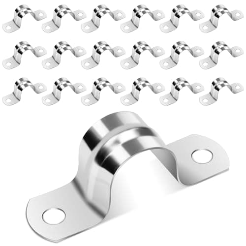 Image of 20 Pcs Pipe Clips 25mm,Caianwin Pipe Clamp Stainless Steel 304 Pipe Strap Clamps for Installing Gas,Qater or Hose Pipes