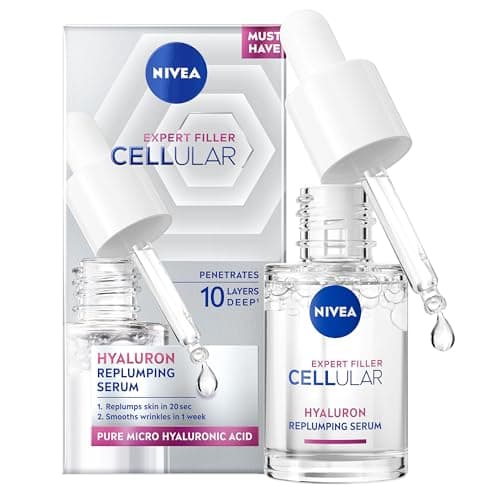 Image of NIVEA Cellular Expert Filler Hyaluron Acid Replumping Serum (15 ml), Anti-Ageing Face Serum for Visibly Smoother, Hydrated and Supple Skin, Dermatologically Approved Hyaluronic Acid Serum, Mini Size