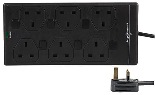 Image of PRO ELEC PELB1934 1m 6 Way Individually Switched Surge Protected Extension Lead, Black