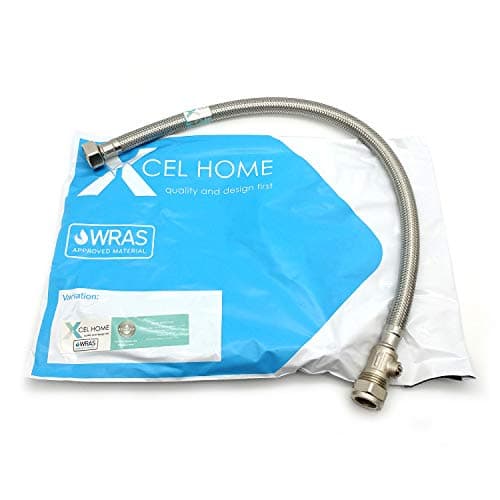 Image of Xcel Home 1 x WRAS Approved 500mm 15mm Compression with Isolation Valve x 1/2" Flexible Pipe Connector | Kitchen Sink/Bathroom Basin Stainless Steel Braided Flexi Connectors