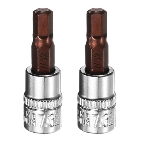 Image of sourcing map 2pcs 7/32" Hex Bit Socket 1/4" Square Drive SAE Extension Impact Bit Power Nut Driver Set S2 & CR-V Steel Socket Ratchet Wrench Bits