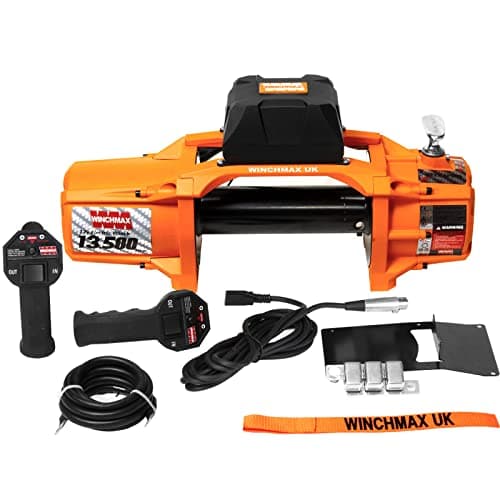 Image of WINCHMAX 13,500lb (6,123kg) SL Series Original Orange 12v Electric Winch. Remote Controls. 'Bare Winch' No Rope, No Fairlead.