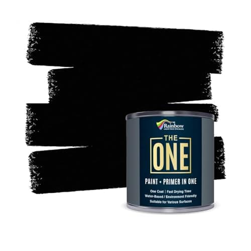 Image of THE ONE All-in-One Paint & Primer: Durable Furniture, Cabinet, Front Door, Wall, Bathroom, Kitchen - Fast Drying Interior/Exterior Craft Paint (Black, Matte, 8.5oz)