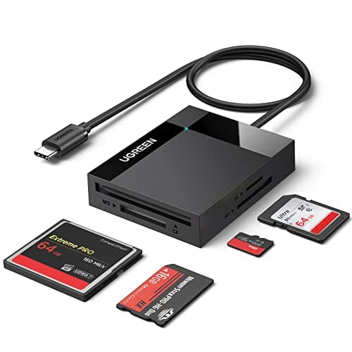 Image of UGREEN SD Card Reader, 4-IN-1 USB C to SD Card Adapter, 5Gbps High-Speed Camera Memory Cards Reader,4 Cards Reading Simultaneously for SD CF TF MS, Compatible with iPad Pro, MacBook Pro/Air