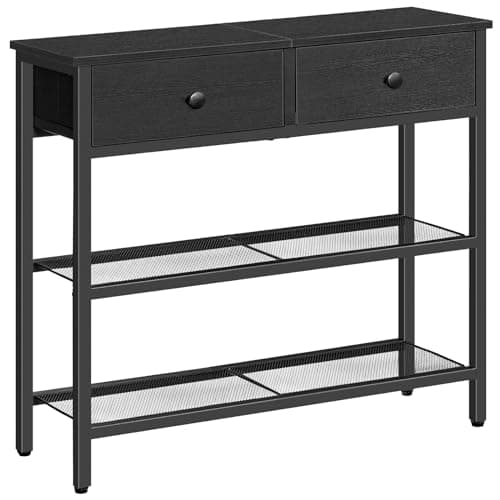 Image of HOOBRO Console Table, Slim Console Table with 2 Non-woven Drawers, Hallway Table with Storage, Slim Sofa Table for Small Spaces, Living Room, Black EBB72XG01