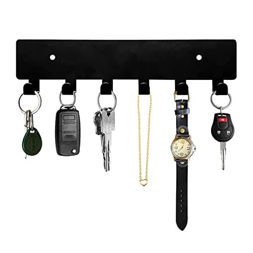 Image of GTK Key Holder for Wall, Key Hooks with 6 Hooks, Wall Mounted Key Holder for Hallway, Self Adhesive Key Rack(Black)