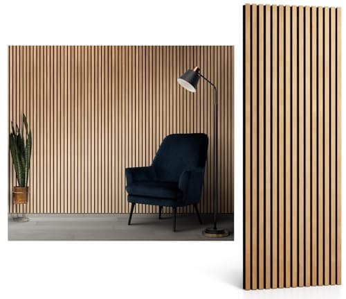 Image of Acoustic Wall Panels 2400x600 mm – Wood Slat Wall Panels for Feature Walls – Sound Absorbing Wood Panels for Walls - Slat Wall Panelling for Living Room, Bedroom & Office – Goods Emporium (Oak)