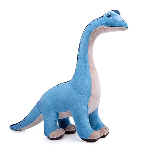 Image of Tiny Heart Brachiosaurus Dinosaur Stuffed Animal Realistic MosasaurusPlush Toy Lovely Cute Soft Gifts Dinosaur for Kids Boys and Girls Bedtime Companion Plushie Collection Interactive Play blue 14”