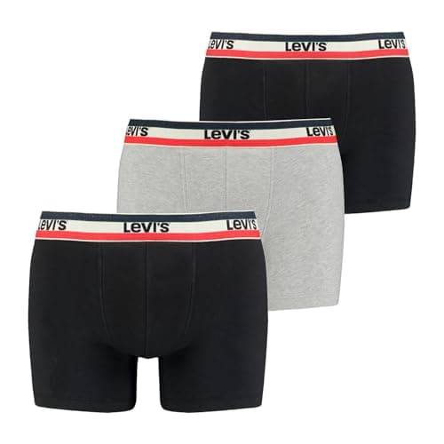 Image of Levi's Men's Sportswear Logo Briefs (Pack of 3) Boxer Shorts, Black/Grey Melange, M