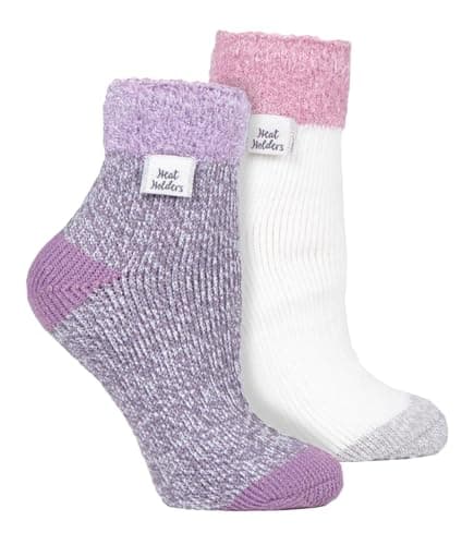 Image of HEAT HOLDERS 2 Pairs Ladies Bed Socks Fleece Lined Fuzzy Cosy Fluffy Socks | Winter Slipper Socks for Ladies (UK, Numeric, 4, 8, Regular, Regular, Feather Top)