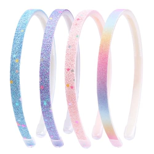 Image of Ehuixinsheng 4PCS Little Girls Glitter Headband,Sequin Thick Bling Cute Sparkly Non Slip Hairbands Colorful Hair Accessories For Washing Face Christmas Head Band