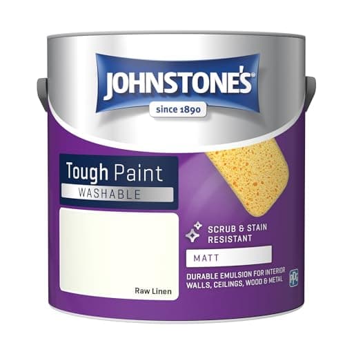 Image of Johnstone's - Washable Paint - Raw Linen - Matt Finish - Emulsion Paint - Highly Durable - Stain Resistant - Non Toxic & Low Odour - 12m2 Coverage per Litre - 2.5L
