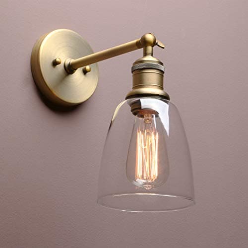 Image of Yosoan Lighting Industrial Loft Bar Sconce Wall Lights Fittings, Retro Wall Lamp with Bell Glass Shade for Kitchen Island Bedroom Corridor Restaurant (Antique)