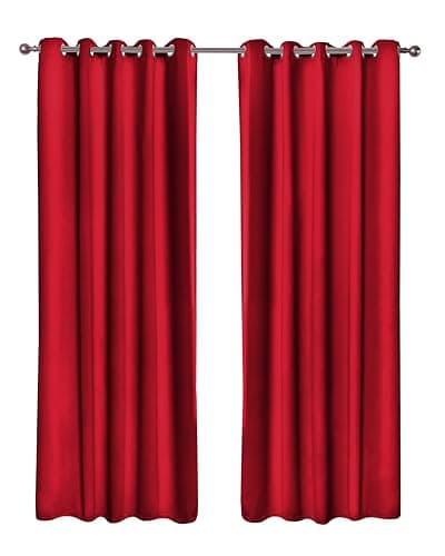 Image of Emma Barclay – Blackout Curtains for Bedroom Living Room Thermal Insulated Woven Eyelet Blackout Curtains Cali Collection (66” x 90” Inch)(Red)
