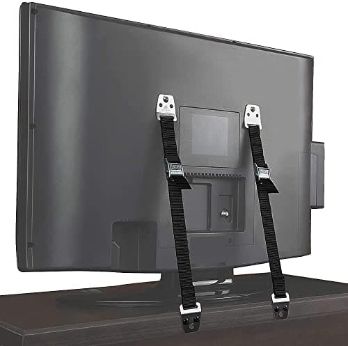 Image of Heavy Duty Anti Tip Straps - Metal Furniture Wall Anchors for Baby Proofing Flat Screen TV, Dresser, Bookcase, Cabinets - No Plastic Parts, Pack of 2