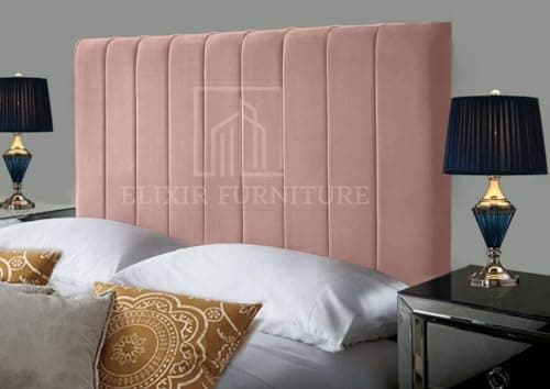 Image of Elixir Furniture Portland Handmade Divan Headboard – 6ft Super King | 36-Inch Tall | Plush Velvet in Pink | Elegant Padded Design (Pink, 6ft Super King Height-36inch)