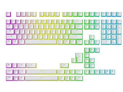 Image of Ranked Pudding v2 PBT Keycaps | 145 Double Shot Translucent ANSI US & ISO Layout | OEM Profile for Full Size, TKL, 75%, 65% and 60% RGB Mechanical Gaming Keyboard (White)