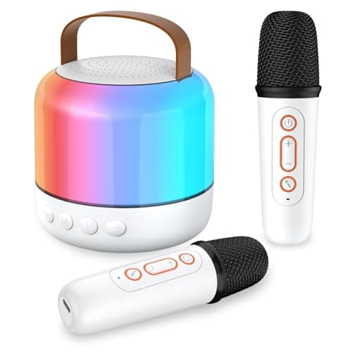 Image of Karaoke Machine for Kids with 2 Microphones, Girls Toys Portable Kids Karaoke Machines for Girls with LED Party Lights,Bluetooth Speaker Birthday for Kid,14-18 Years Old(White 2 Mic)