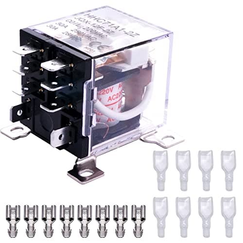 Image of Taiss/Electromagnetic Relay JQX-12F 2Z AC 220V Coil 8 Pin 30A DPDT 2NO 2NC Power Relay, with Wire Terminal LJQX-30/2Z AC220V