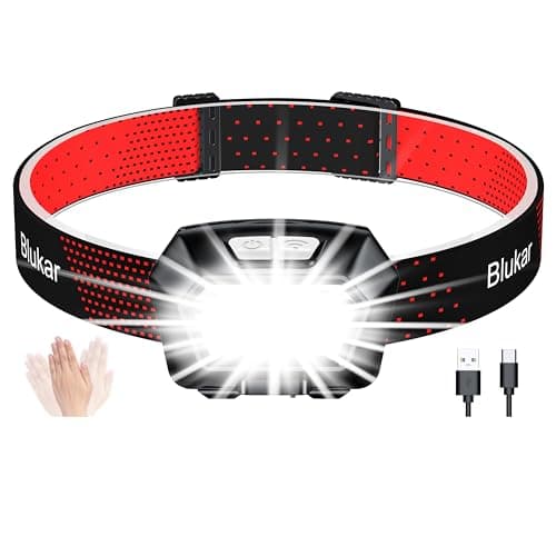 Image of Blukar Head Torch Rechargeable, 2000L Super Bright Headlamp Waterproof Headlight with Hands Free Sensor Control&6 Lighting Modes - 30 Hrs+ Runtime,Adjustable Angle for Emergency, Running, Hiking etc.