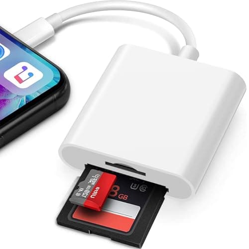 Image of Loydia SD Card Reader for iPhone/iPad, 2 in 1 Memory Card Reader Adapter, Microsd card to Lightning Adapter, Camera Card Viewer with SD & TF card slots, Plug and Play