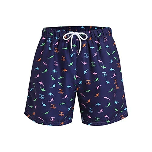 Image of Zufuny Dissolving Swim Shorts Prank Dissolvable Swimming Trunks for Brother Boyfriend Bachelor Beach Party in The Swimming Pool Dolphin Blue